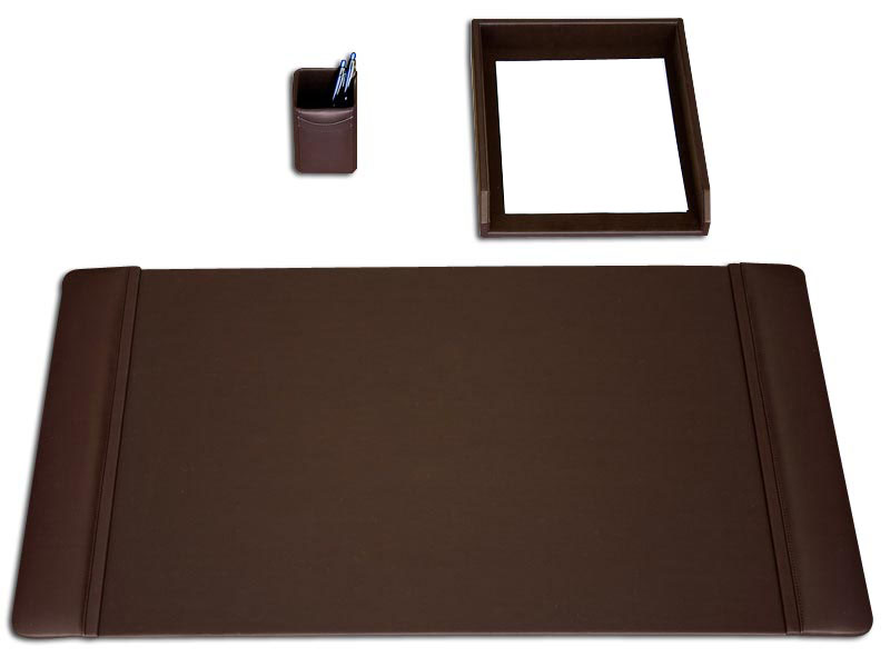 Chocolate Brown Leather 3Pc Desk Set WAUCUSD3437 Chocolate Brown Leather 3Pc Desk Set WAUCUSD3437